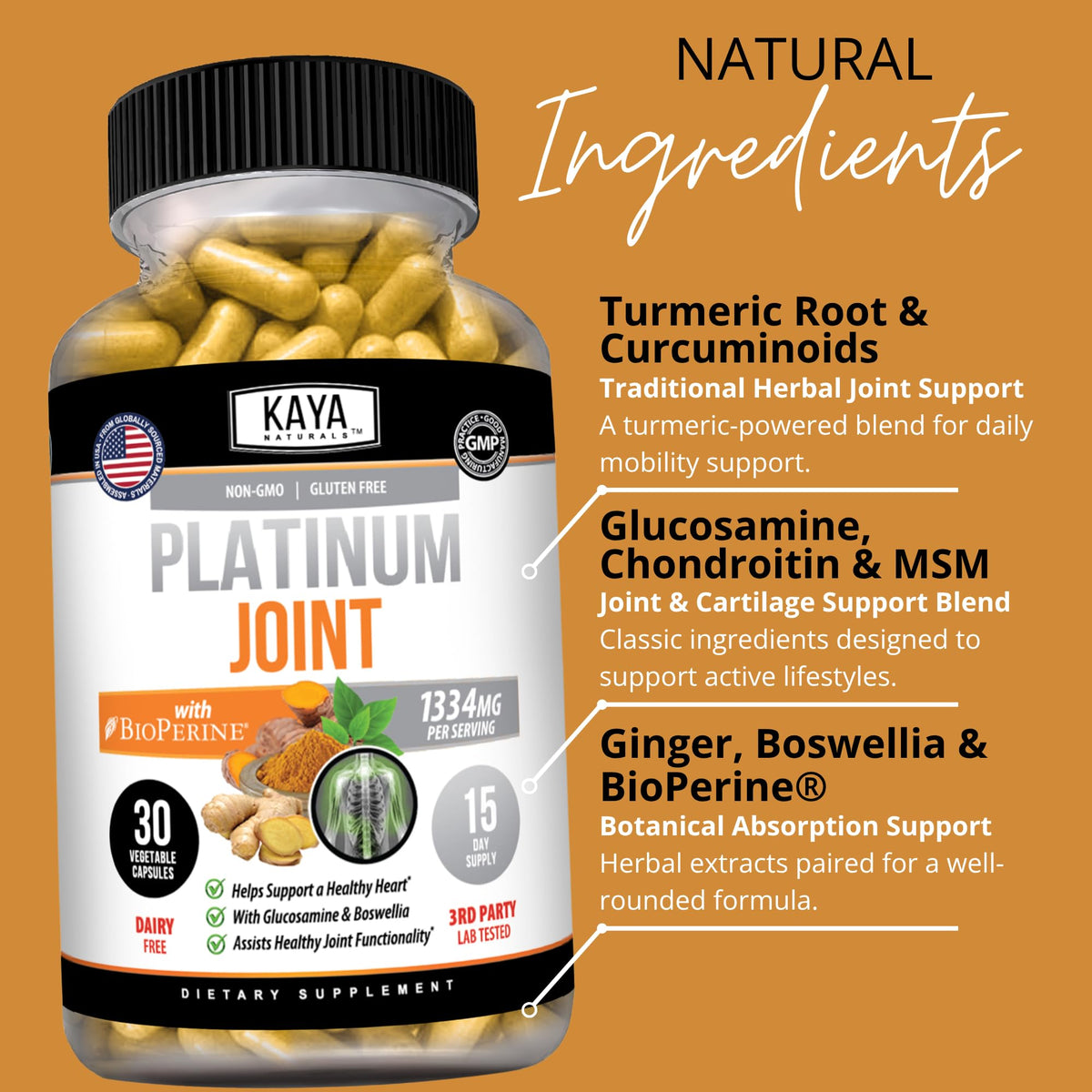Kaya Naturals Platinum Mobility Support Glucosamine - 30 Capsules - image 5