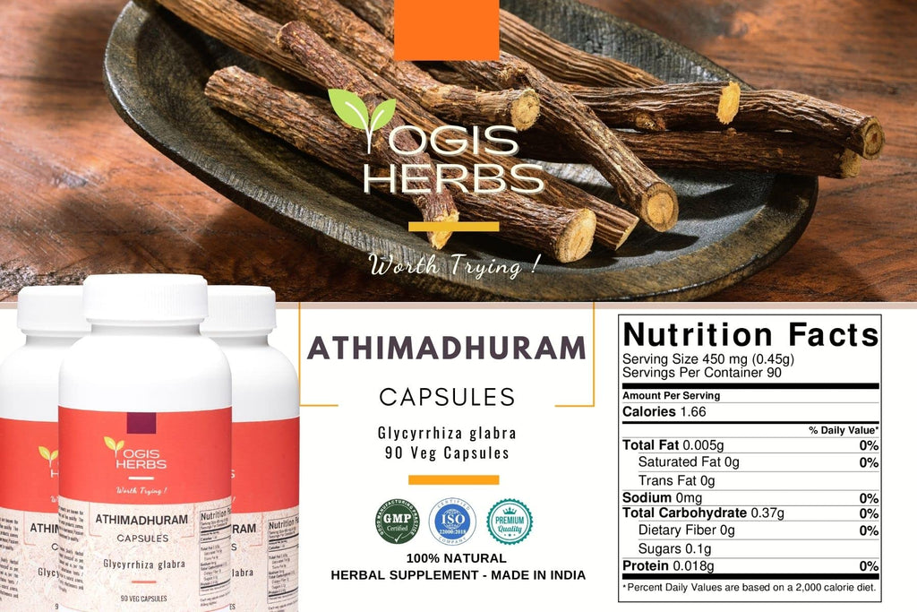 YOGIS HERBS Athimadhuram Licorice Root Capsules - 90 Vegetarian Capsules - image 2