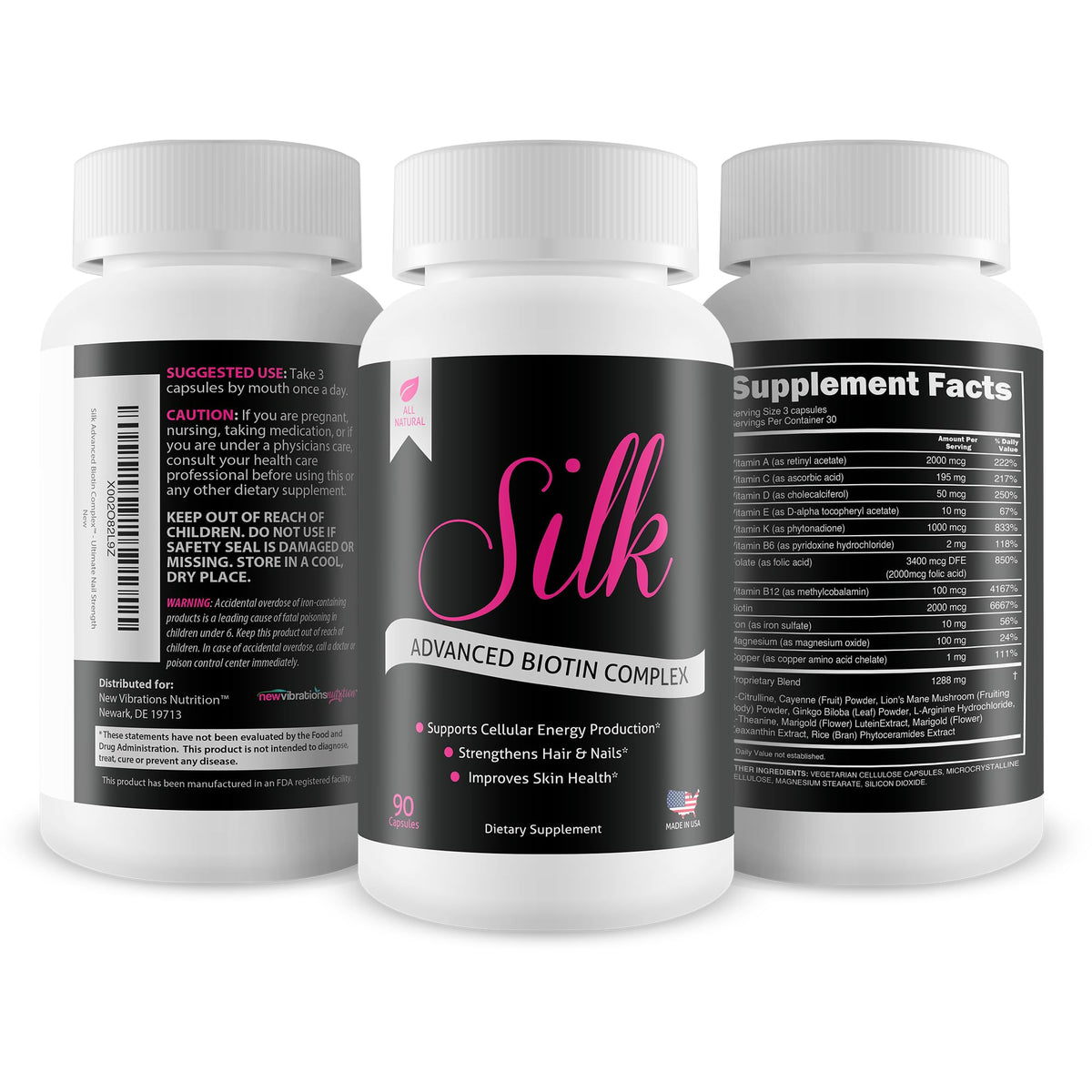 Advanced Silk Biotin Complex Hair, Skin & Nail Support - 60 Capsules - image 4