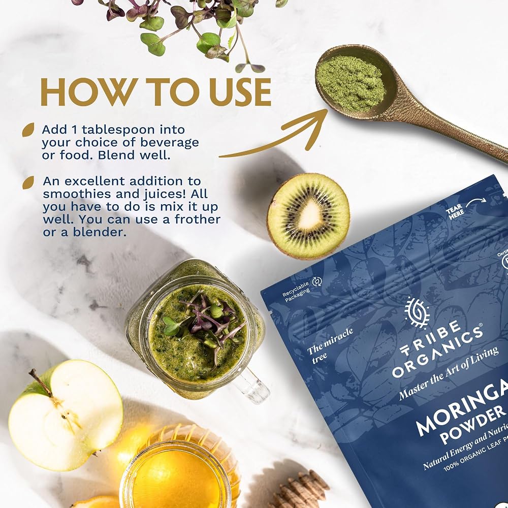 TRIBE ORGANICS Organic Moringa Oleifera Powder Superfood Greens - 200g - image 4