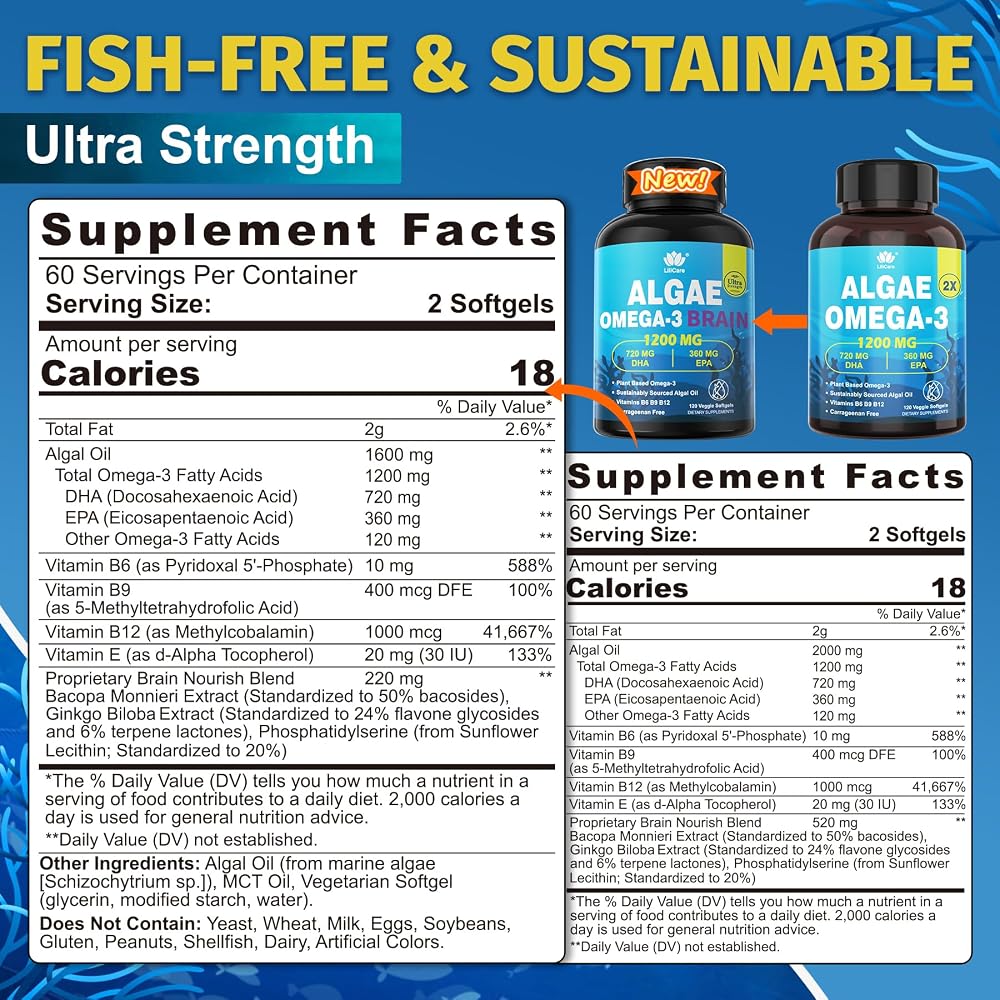 LILICARE Plant-Based Algae Omega 3 1200mg