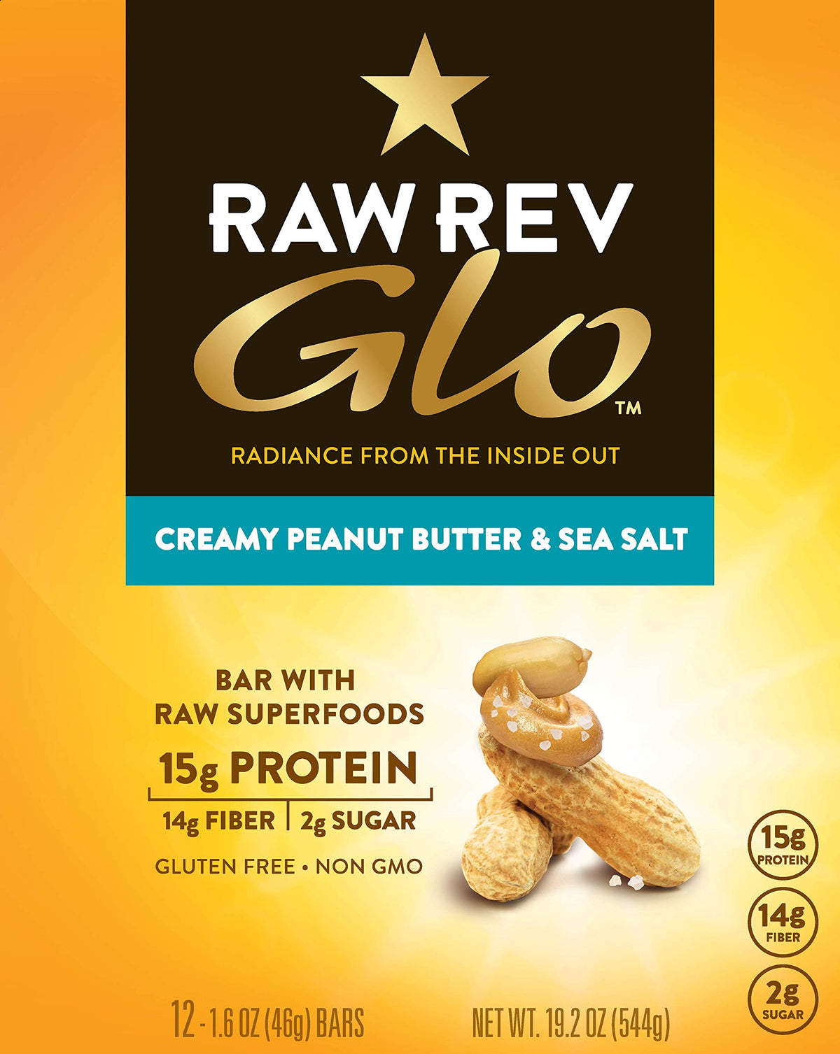 Raw Rev Glo Vegan Protein Bars Creamy Peanut Butter & Sea Salt - 72 Count - image 3