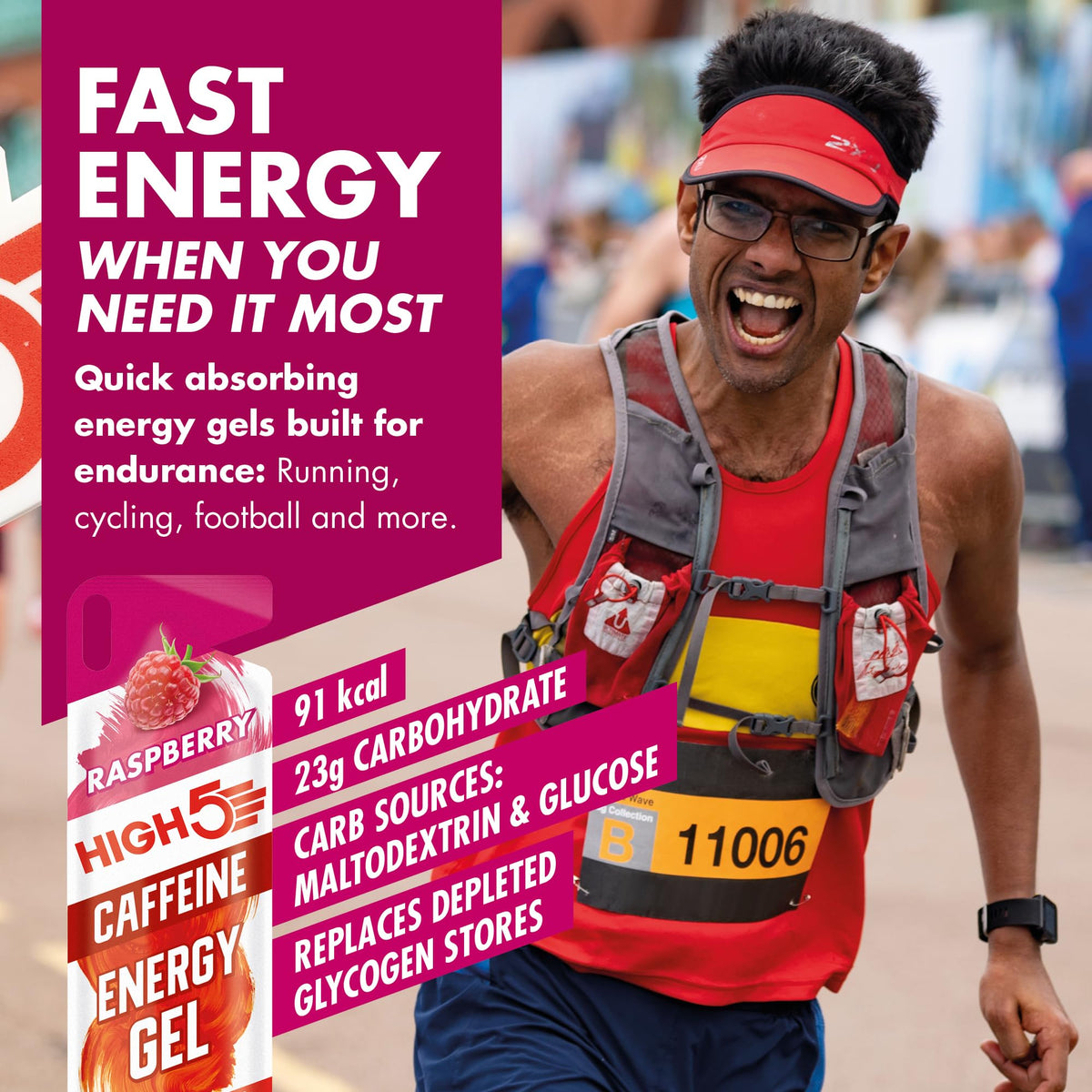 HIGH 5 Energy Gel Plus Raspberry - 20 Sachets - image 2