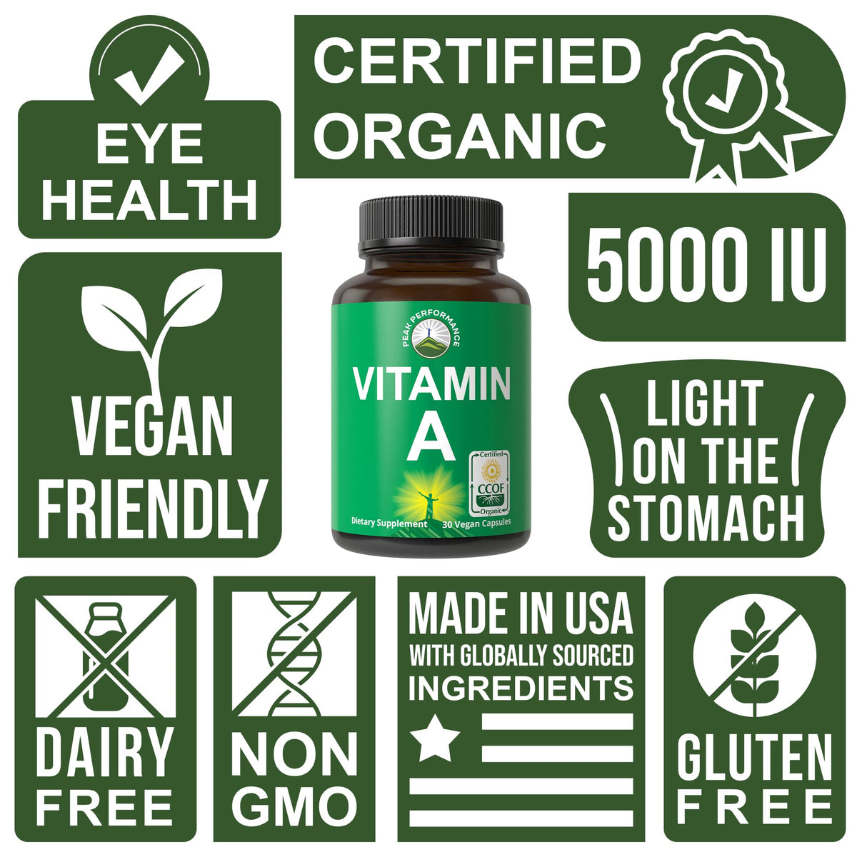 Peak Performance Vitamin A 5000 IU Organic Capsules - 30 Count - image 3