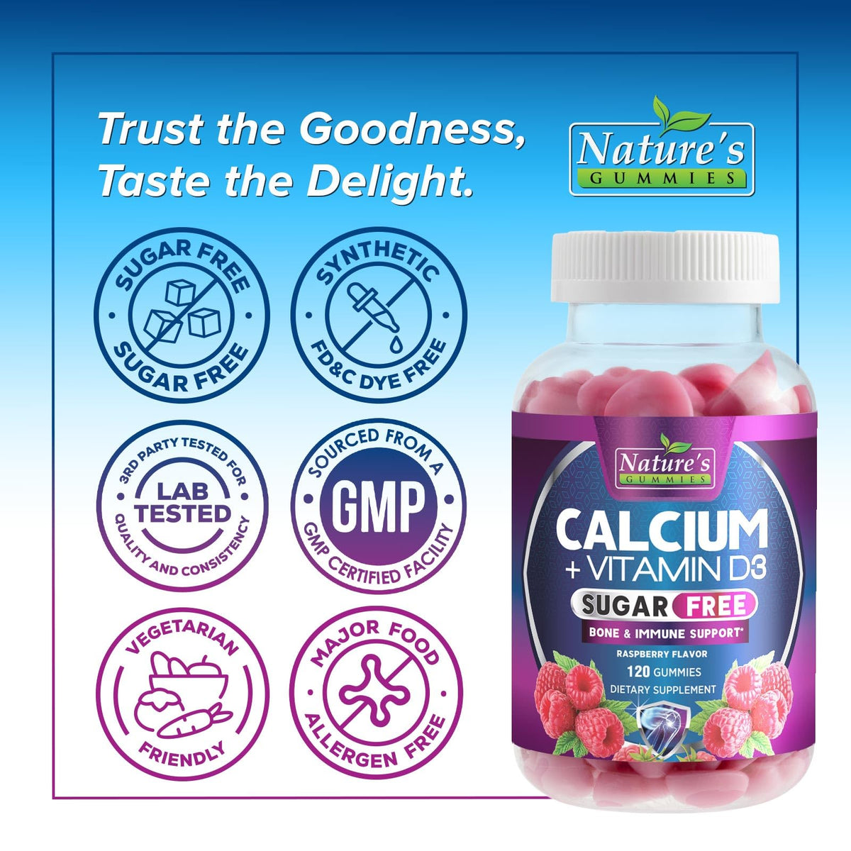 Nature's Nutrition Calcium Gummies - Sugar Free Calcium Gummy