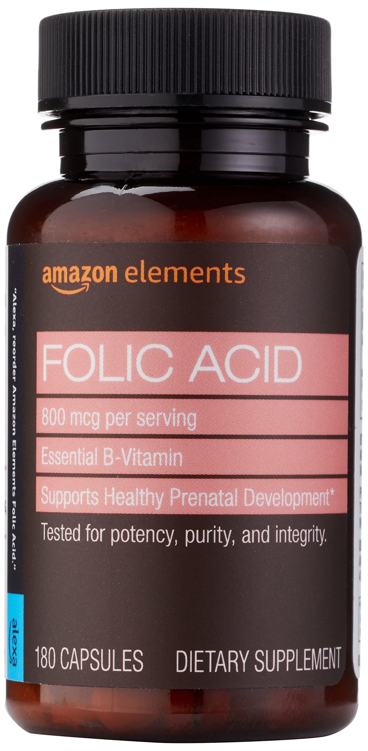 Amazon Elements Folic Acid 800 mcg Tablet - 180 Count
