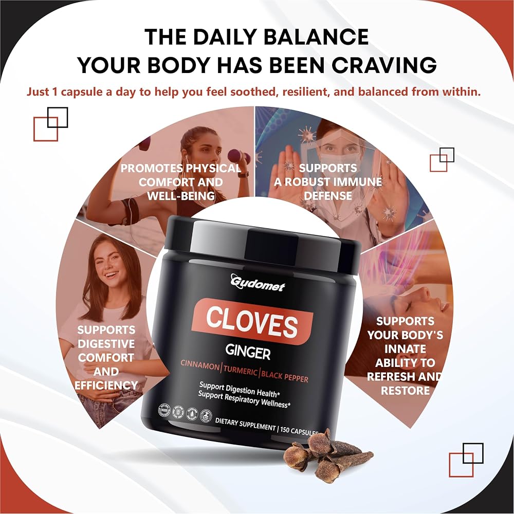 GUDOMET Clove Complex 5-in-1 with Ginger & Cinnamon - 150 Capsules - image 3
