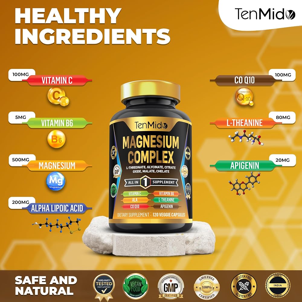 Tenmido Magnesium Complex Supplement - 120 Capsules - image 3