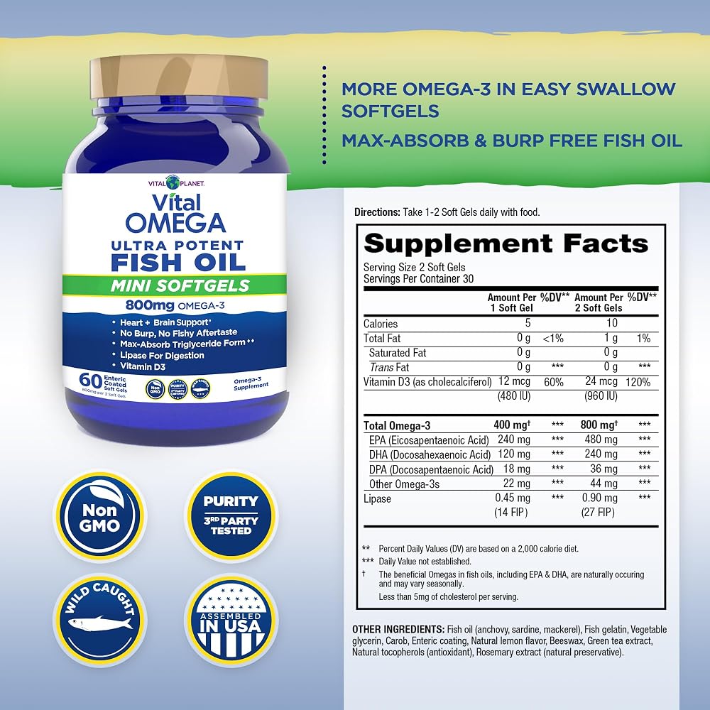 Vital Planet Vital Omega 3 Fish Oil Mini Softgels - 60 Softgels - image 2