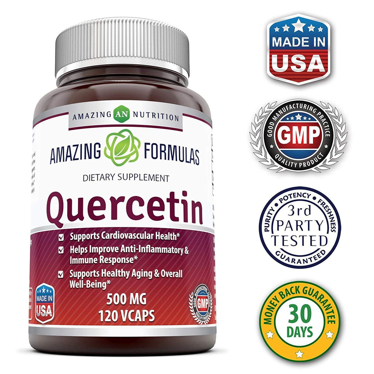 Amazing Formulas Quercetin 500 mg - 120 Vegetarian Capsules - image 4