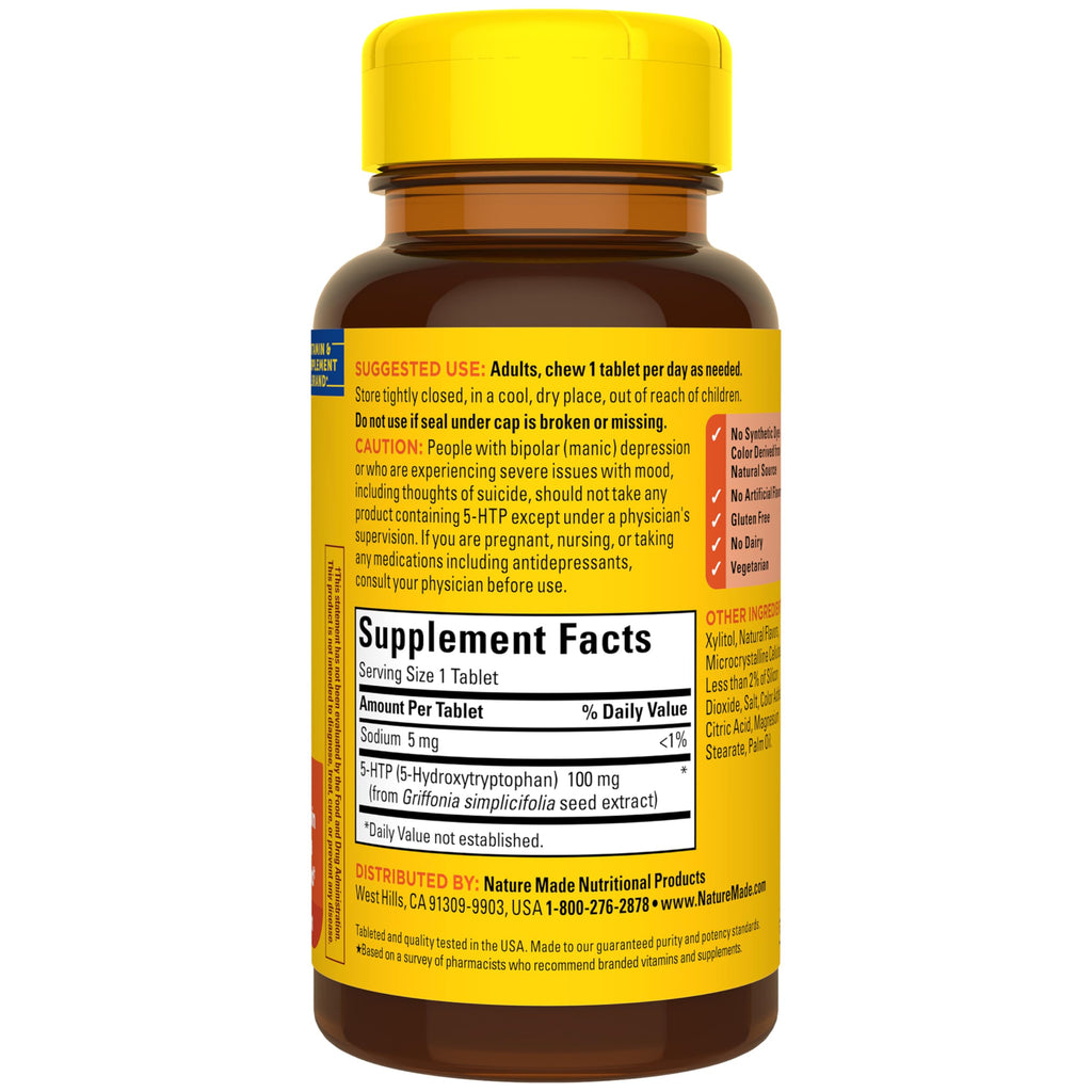 Nature Made 5-HTP 100mg Mood Support Chewable Tablets - 30 Count - image 9