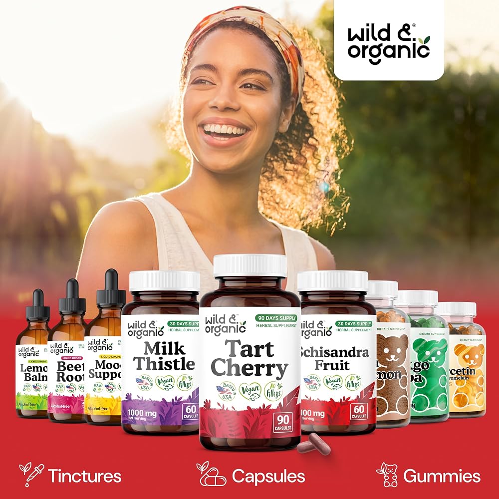 Wild & Organic Tart Cherry Capsules 600 mg Uric Acid Support - 90 Count - image 6