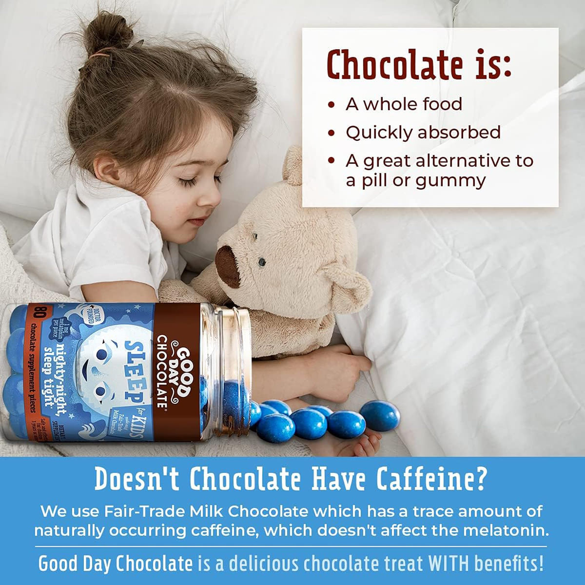 Good Day Chocolate Melatonin for Kids 1 mg - 80 Chewables - image 3