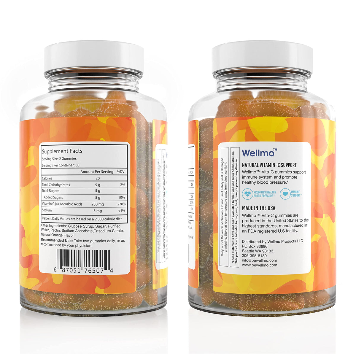 TEATTY Wellmo Vita-C Citrus Gummies 250mg Vegan - 120 Gummies - image 2