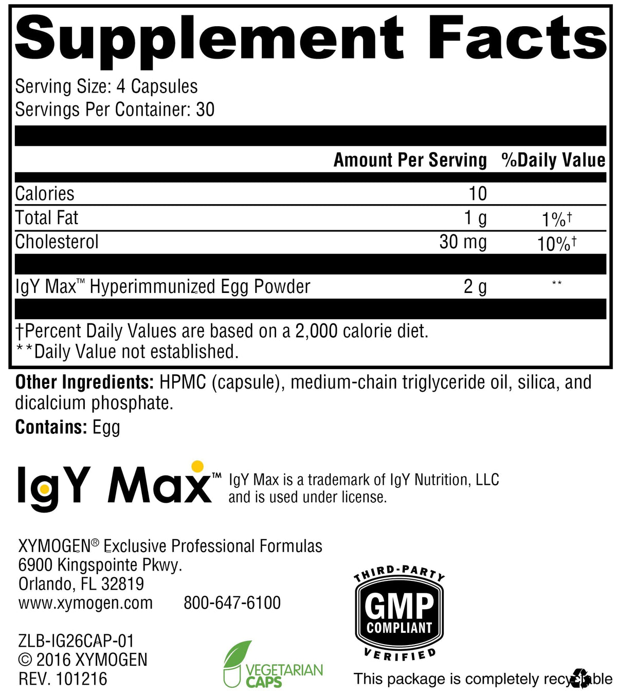 XYMOGEN IG 26 DF Immunoglobulin Support - 120 Capsules - image 2