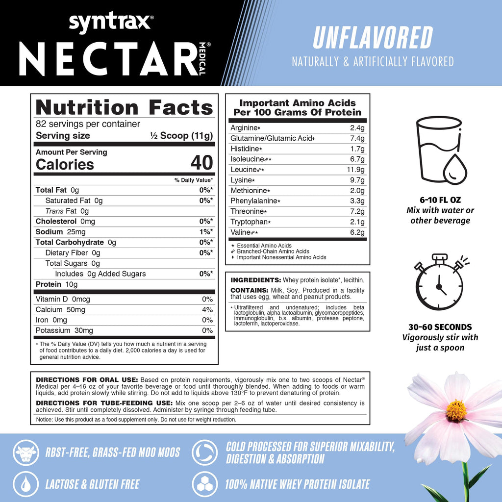 Syntrax Nectar Medical Pure Whey Isolate Protein Powder - 2 lb - image 3