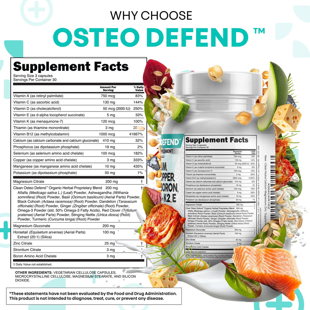 Clean Nutraceuticals Osteo Defend Calcium Magnesium Zinc - 90 Capsules - image 5