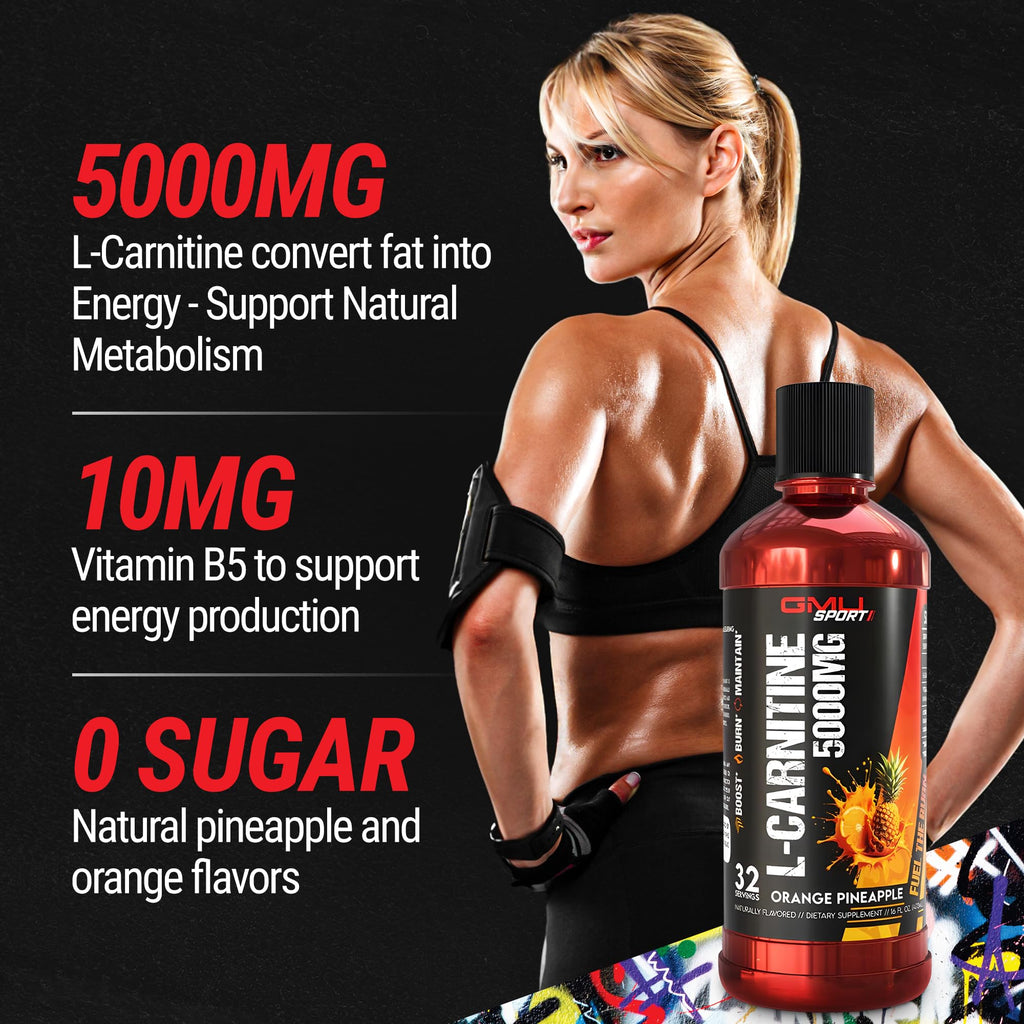 GMU Sport Liquid L-Carnitine 5000mg Orange Pineapple - 32 Servings - image 4