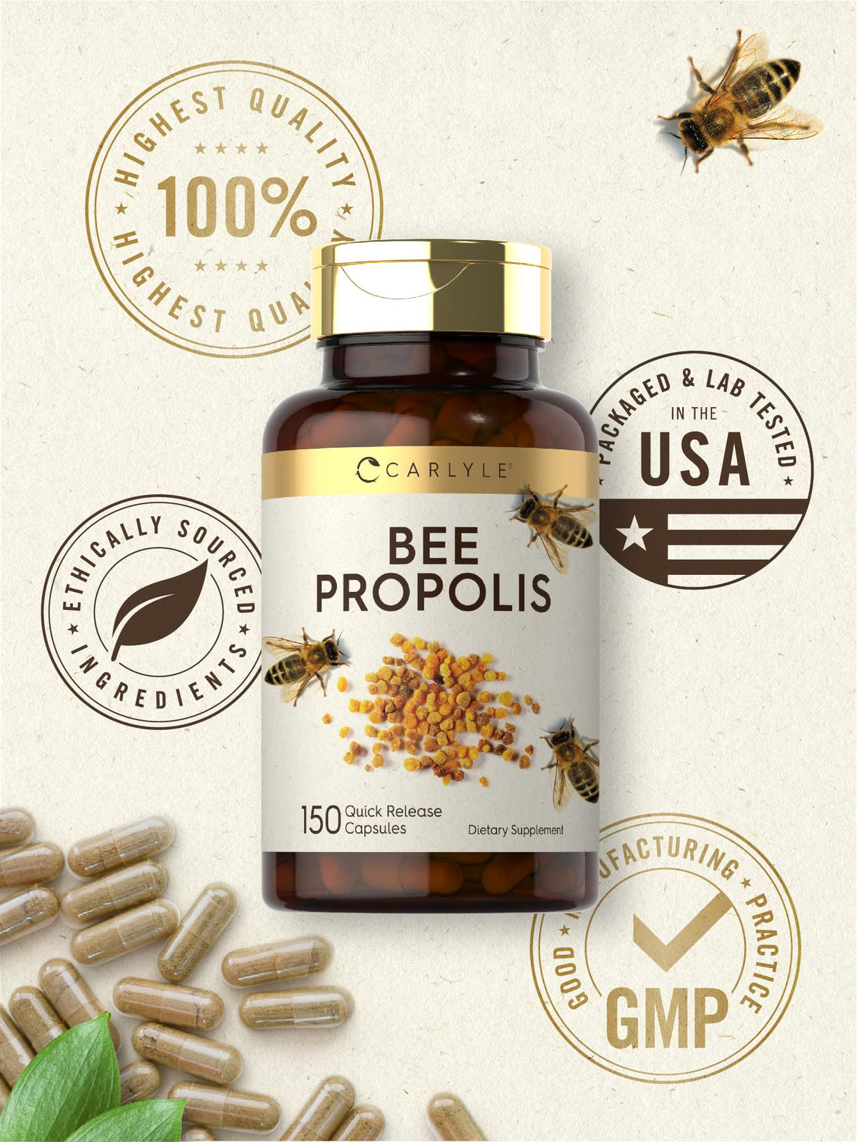 Carlyle Bee Propolis Extract Supplement - 150 Capsules - image 5