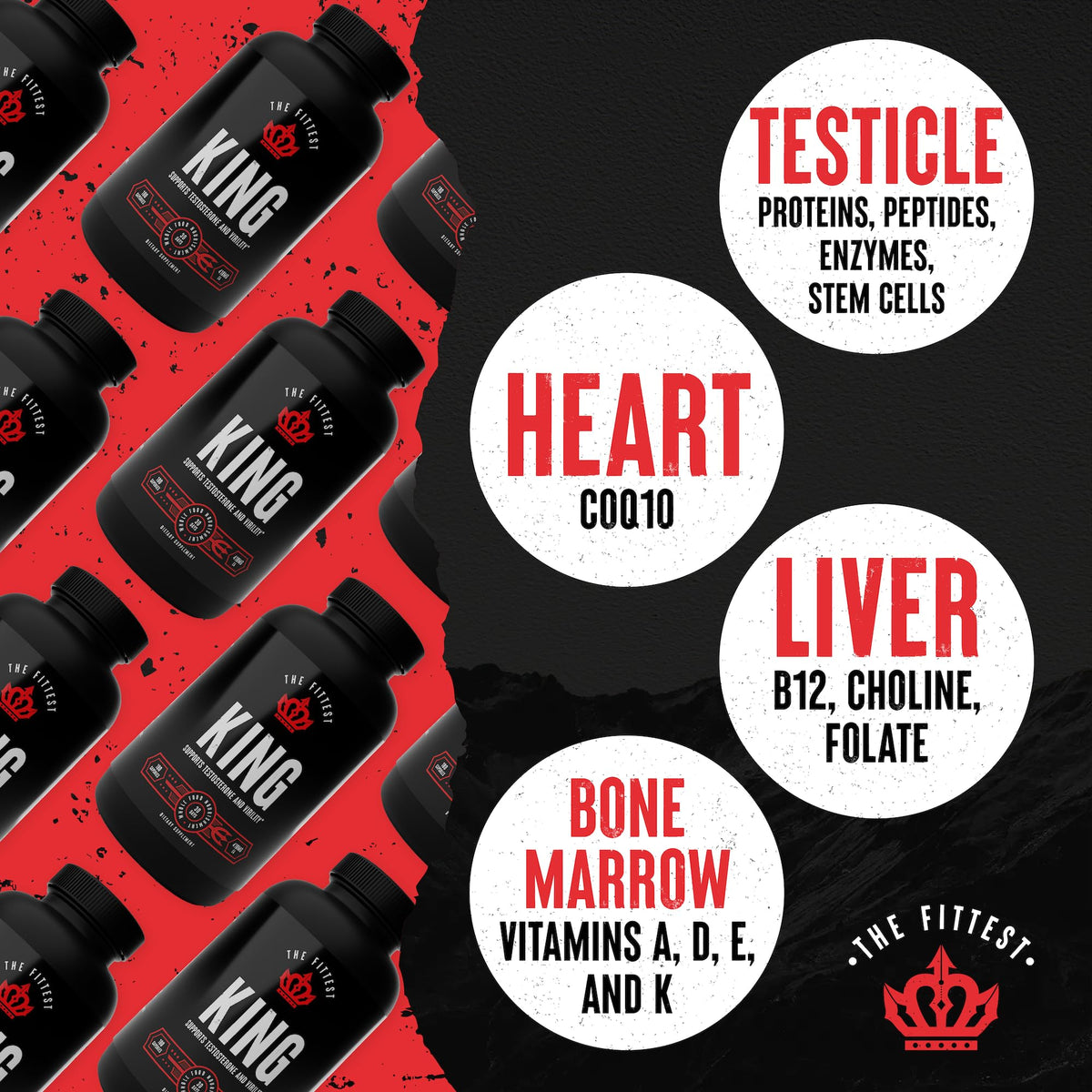 The Fittest Ever King Testosterone Booster for Men - 180 Capsules - image 2