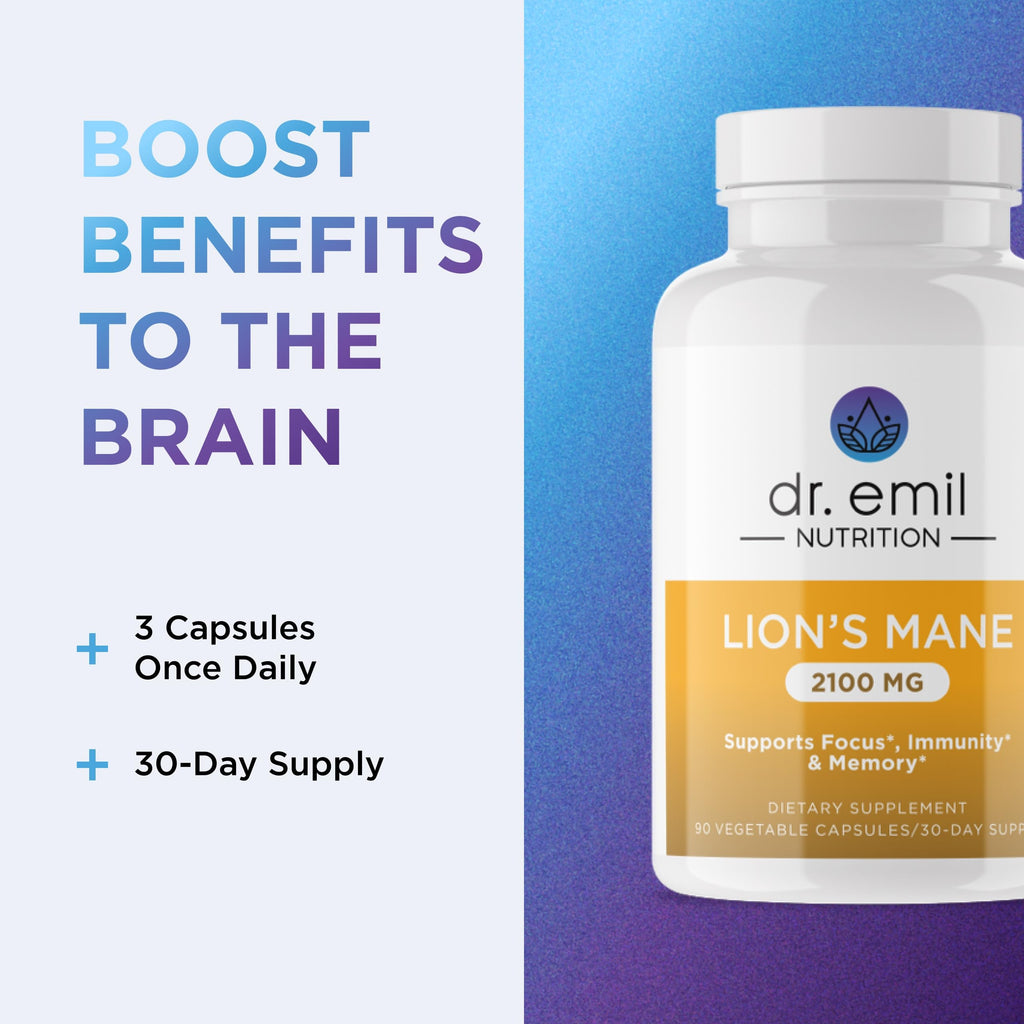 Dr. Emil Organic Lion's Mane Mushroom Supplement - 90 Capsules - image 6