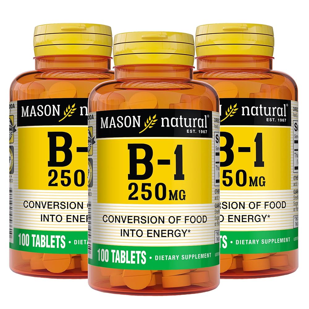 MASON NATURAL Vitamin B1 Thiamine 250 mg Energy Support - 300 Tablets