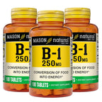 MASON NATURAL Vitamin B1 Thiamine 250 mg Energy Support - 300 Tablets