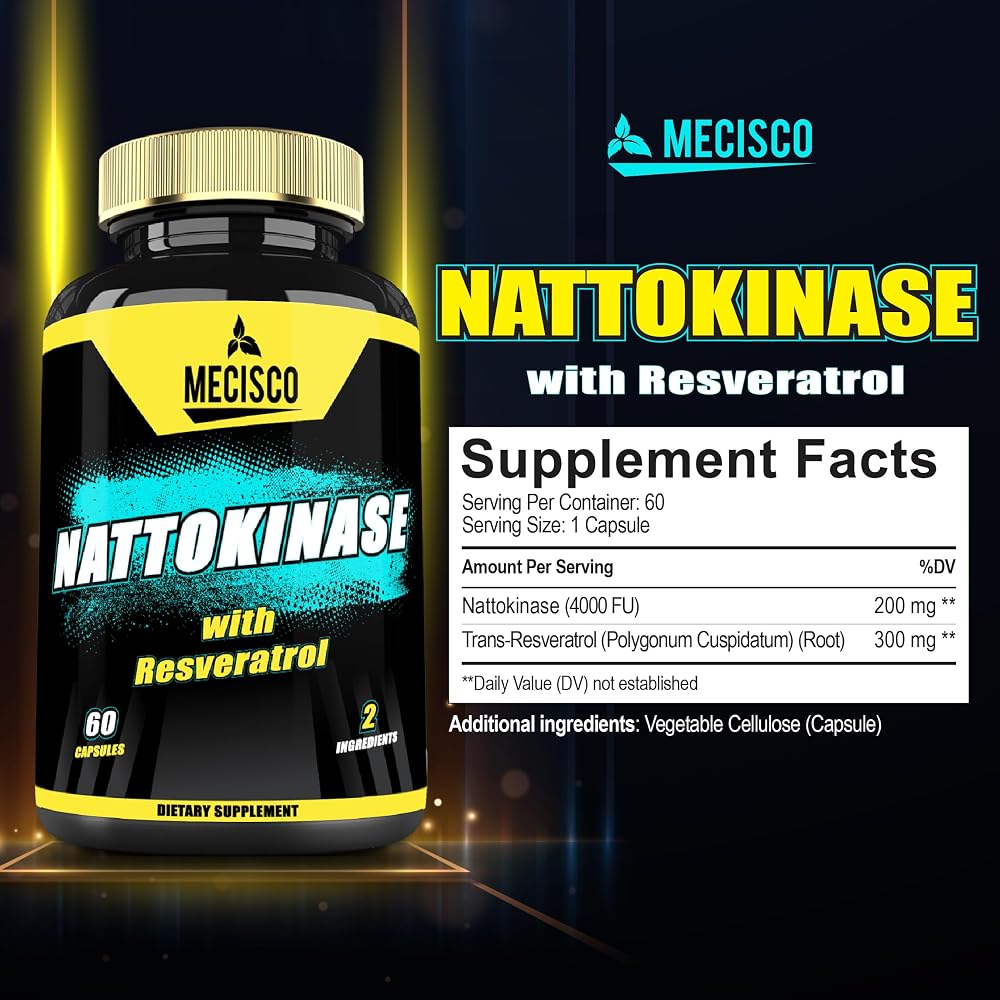 Mecisco Nattokinase Supplement with Trans-Resveratrol - 60 Capsules - image 2