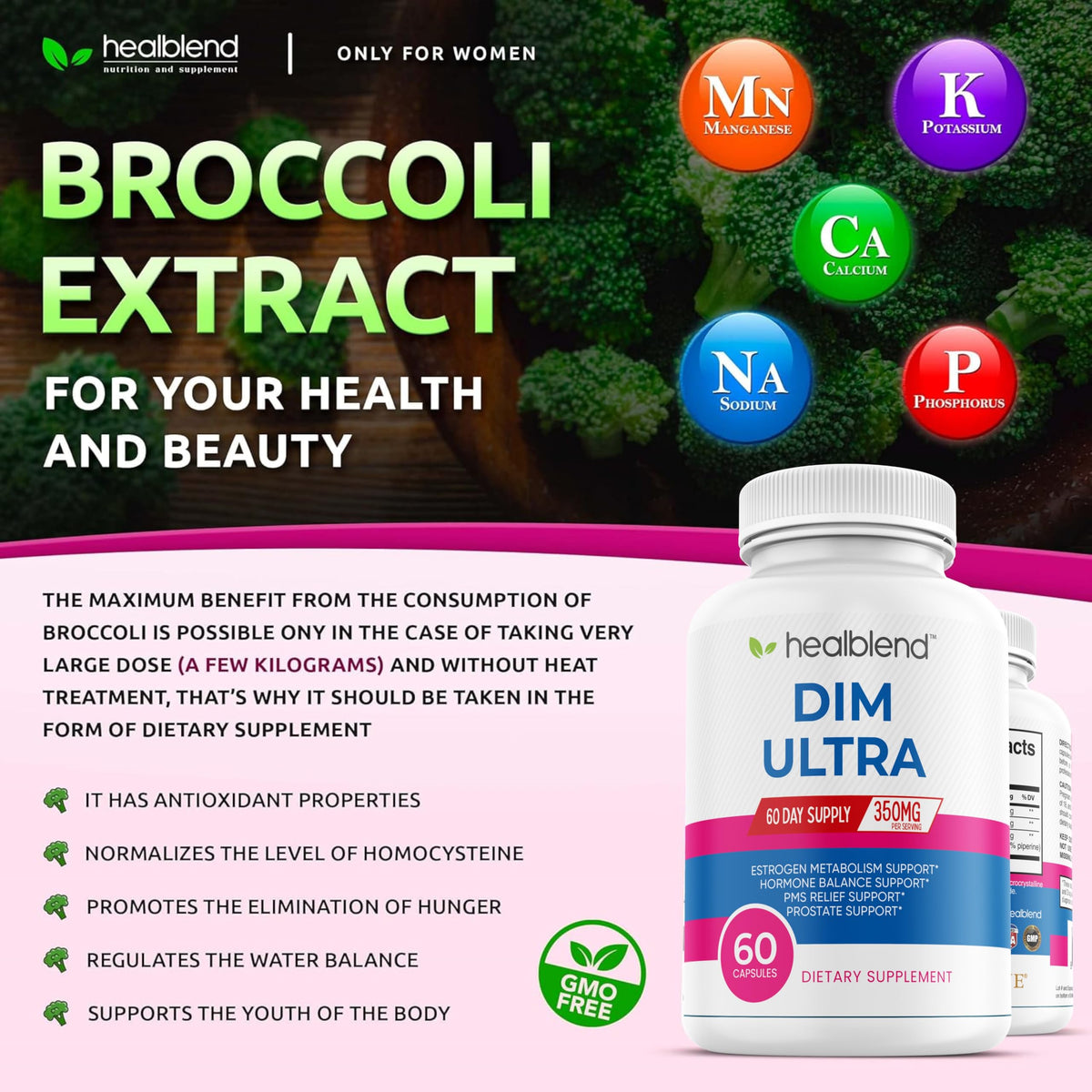 healblend DIM Ultra 350mg Hormone Balance Support - 60 Capsules - image 5