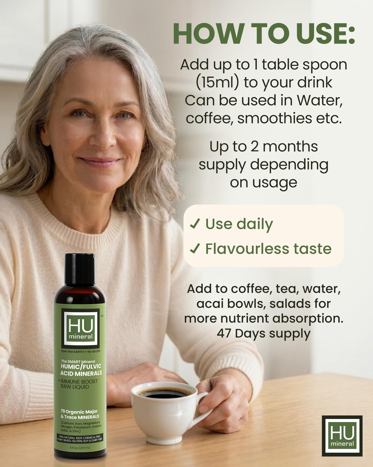 HUmineral Humic Fulvic Acid Liquid Mineral Supplement - 8 oz - image 2