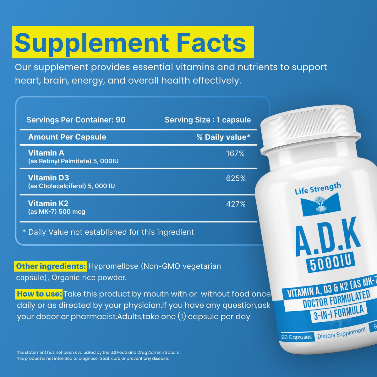 LifeStrength ADK Supplement (90 CT) - Physician Formulated Vitamins A1