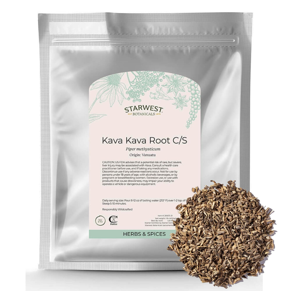Starwest Botanicals Kava Kava Root Wildcrafted - 1 lb