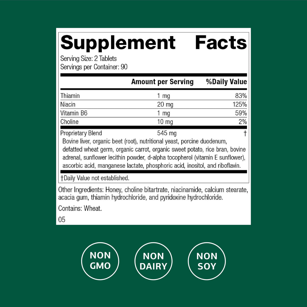 Standard Process Cataplex B Vitamin B-Complex - 180 Tablets - image 2