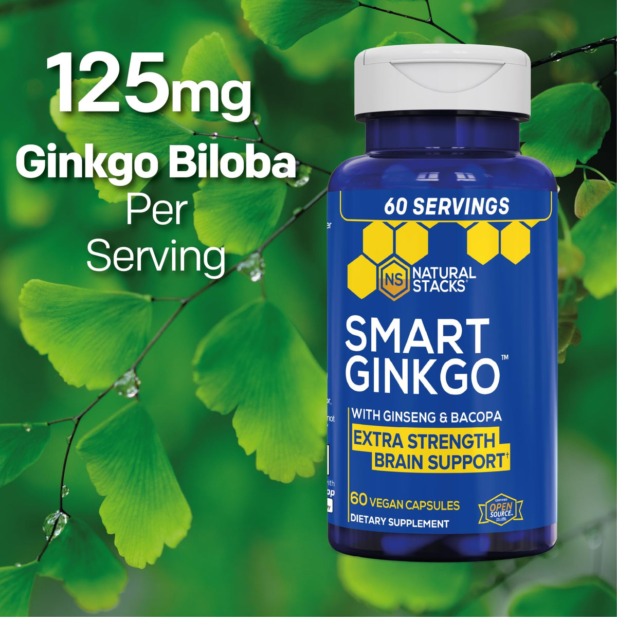 Natural Stacks Smart Ginkgo Biloba 125mg - 60 Capsules - image 3