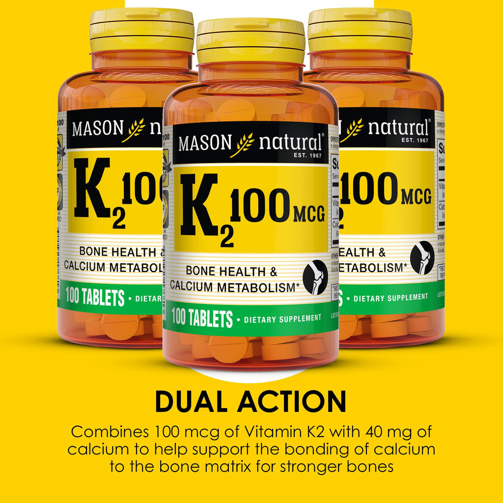 Mason Natural Vitamin K2 100 mcg with Calcium - 300 Tablets - image 4