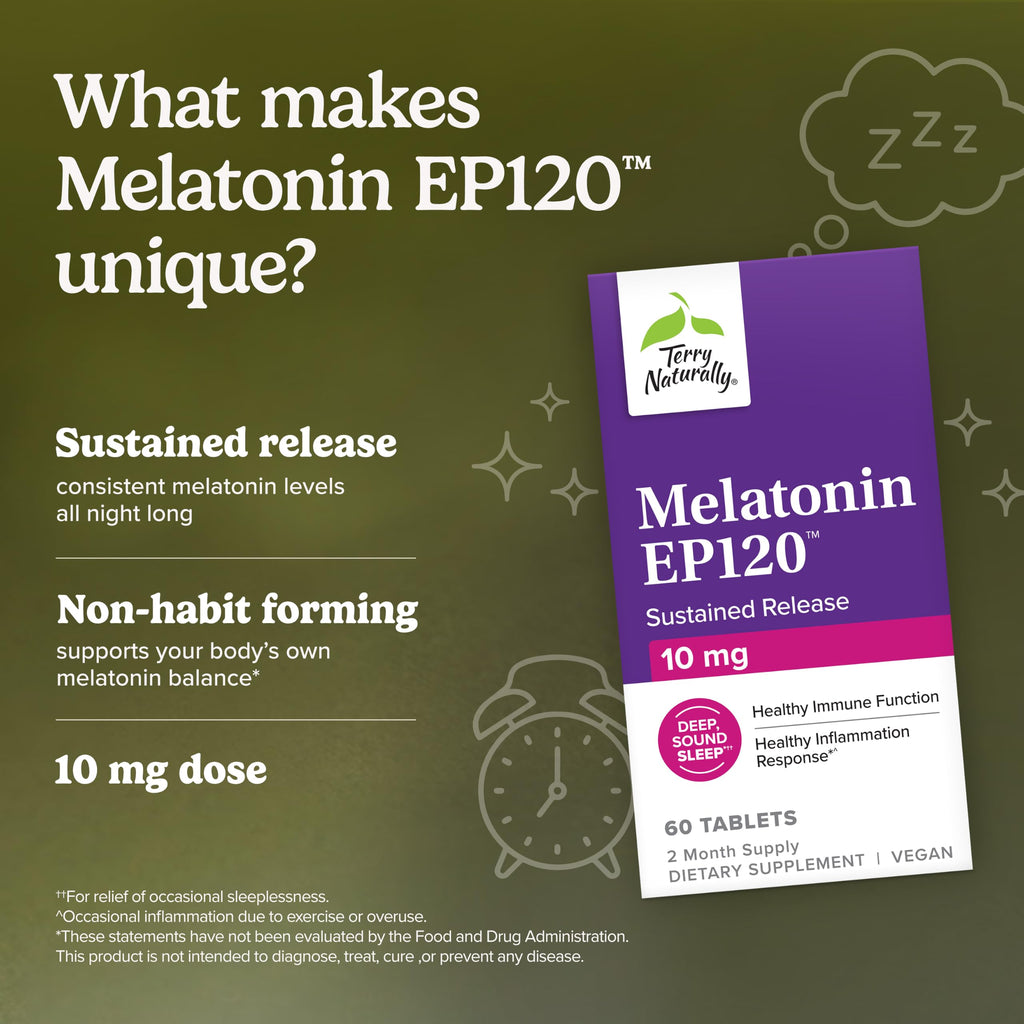 Terry Naturally Melatonin EP120 10mg Sleep Support - 60 Tablets - image 3