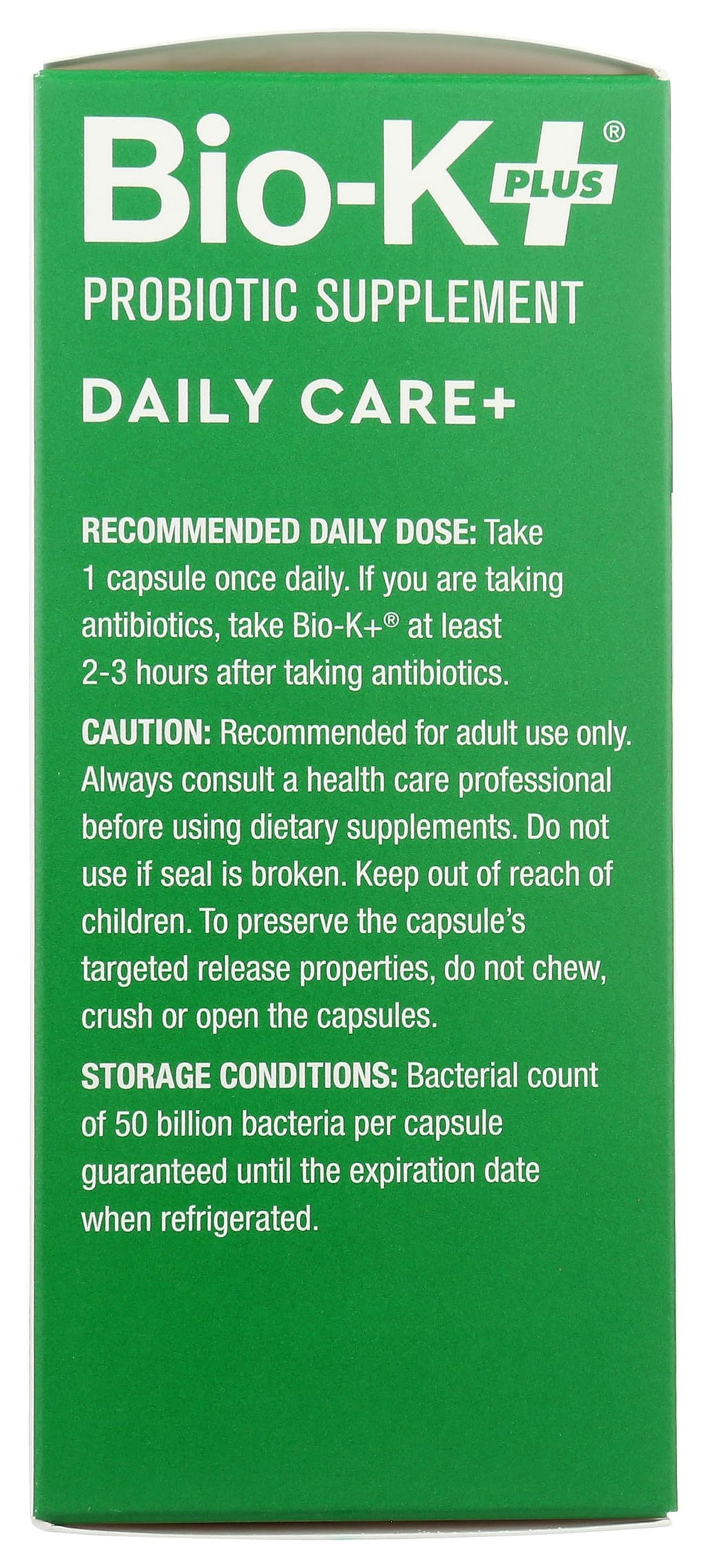 Bio-K + Daily Care Plus Probiotic Supplement Capsules for Adult Men