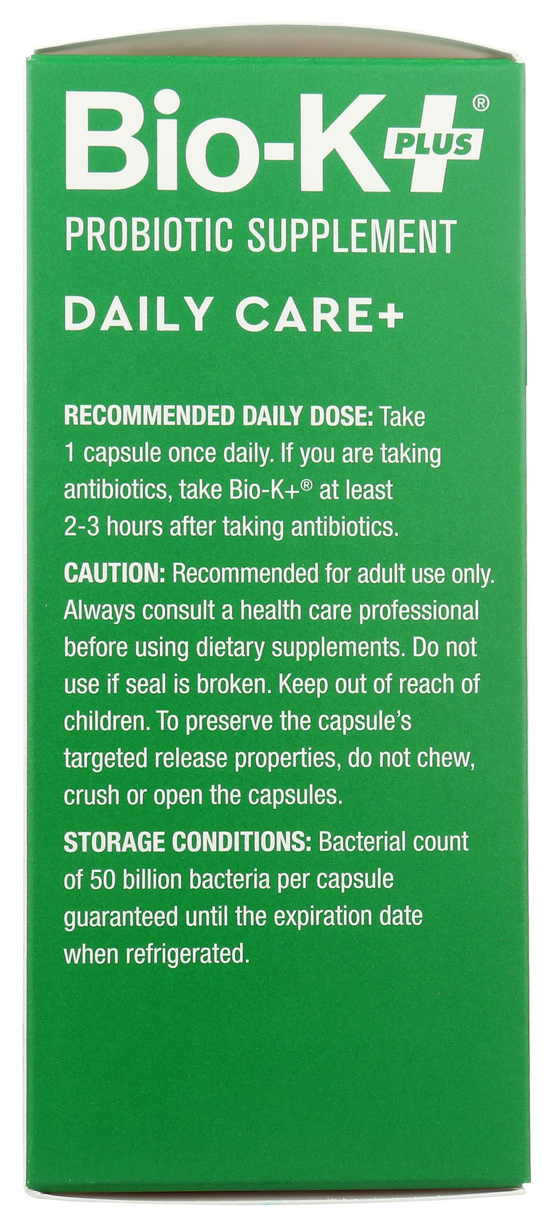 Bio-K + Daily Care Plus Probiotic Supplement Capsules for Adult Men