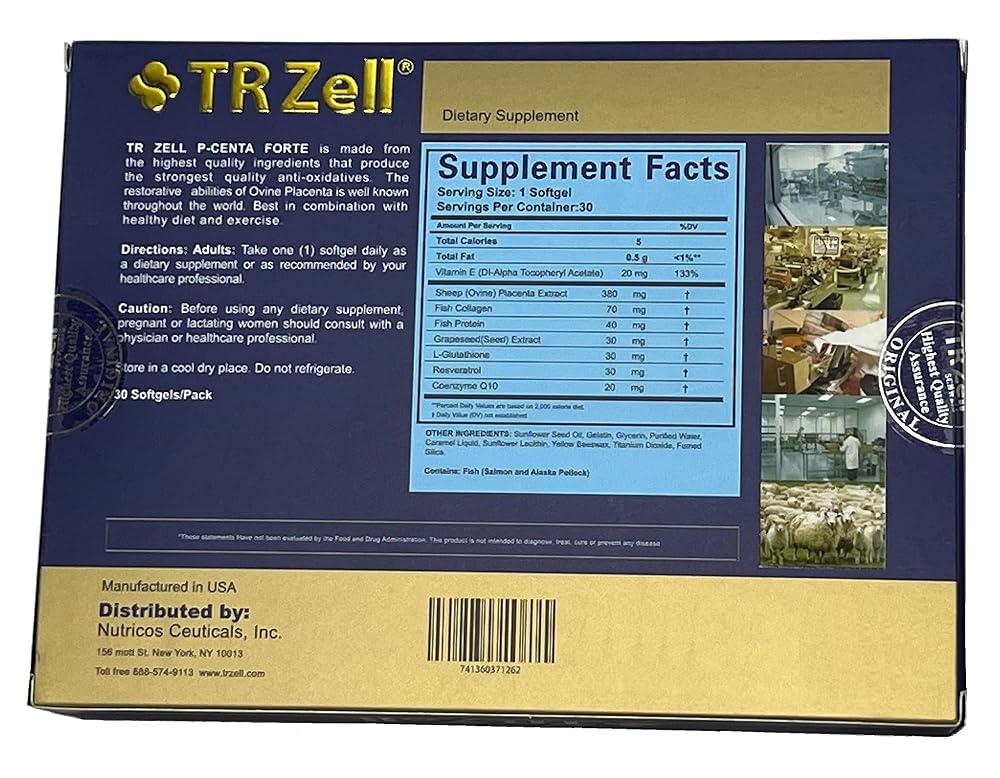 TR Zell P-Centa Forte Sheep Placenta Extract - 30 Softgels - image 2