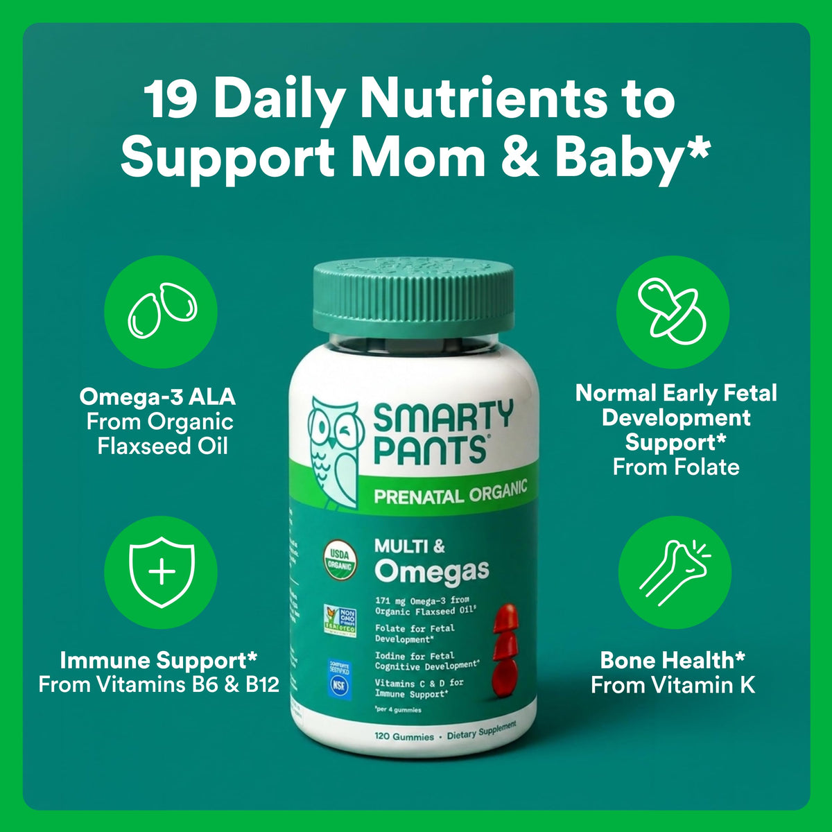 SmartyPants Organic Prenatal Vitamins with Omega-3 - 120 Gummies - image 2
