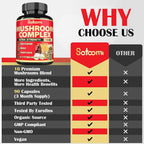Satoomi Mushroom Complex Supplements Capsules - Blends with Lions Mane