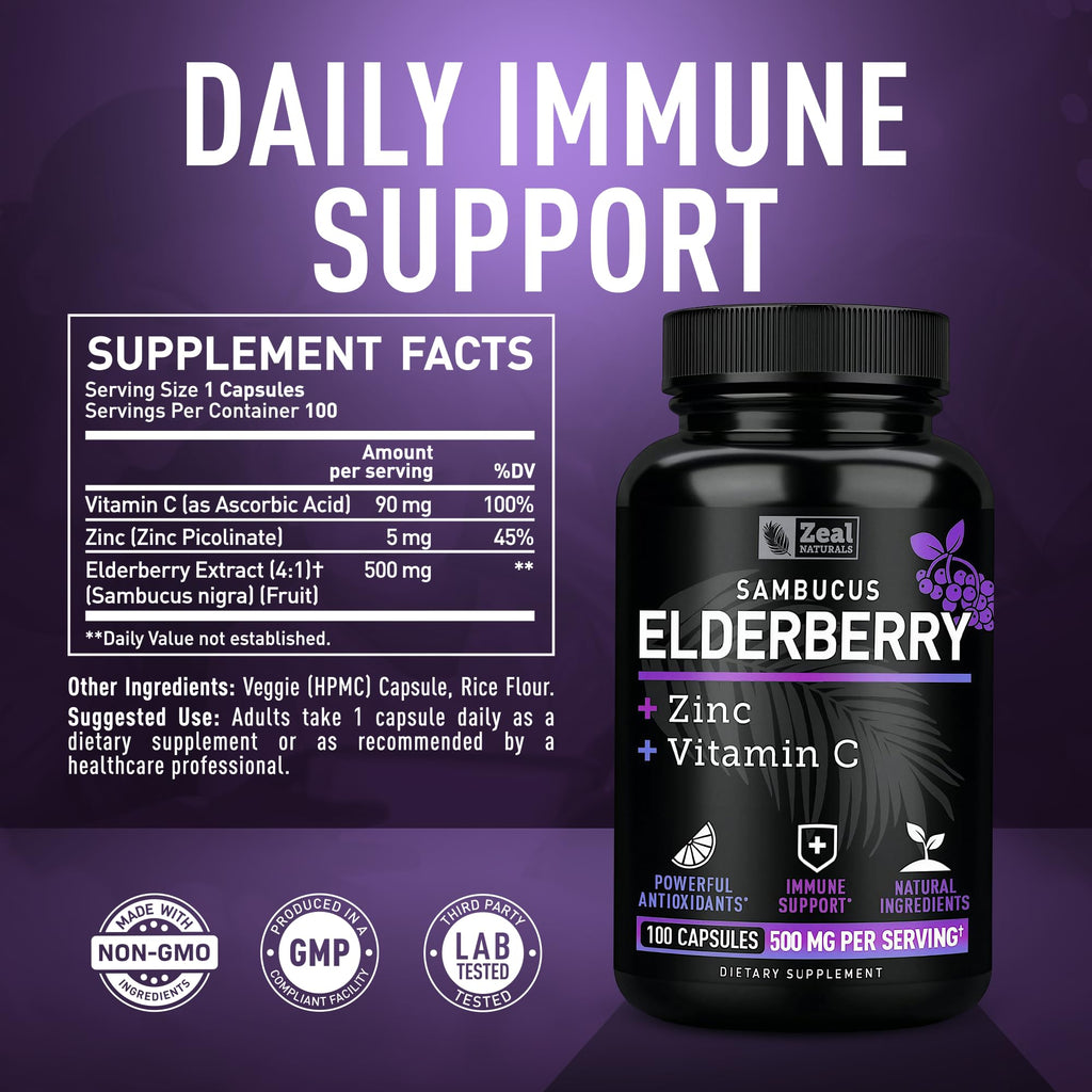 Zeal Naturals Max Strength Elderberry Capsules - 100 Capsules - image 2