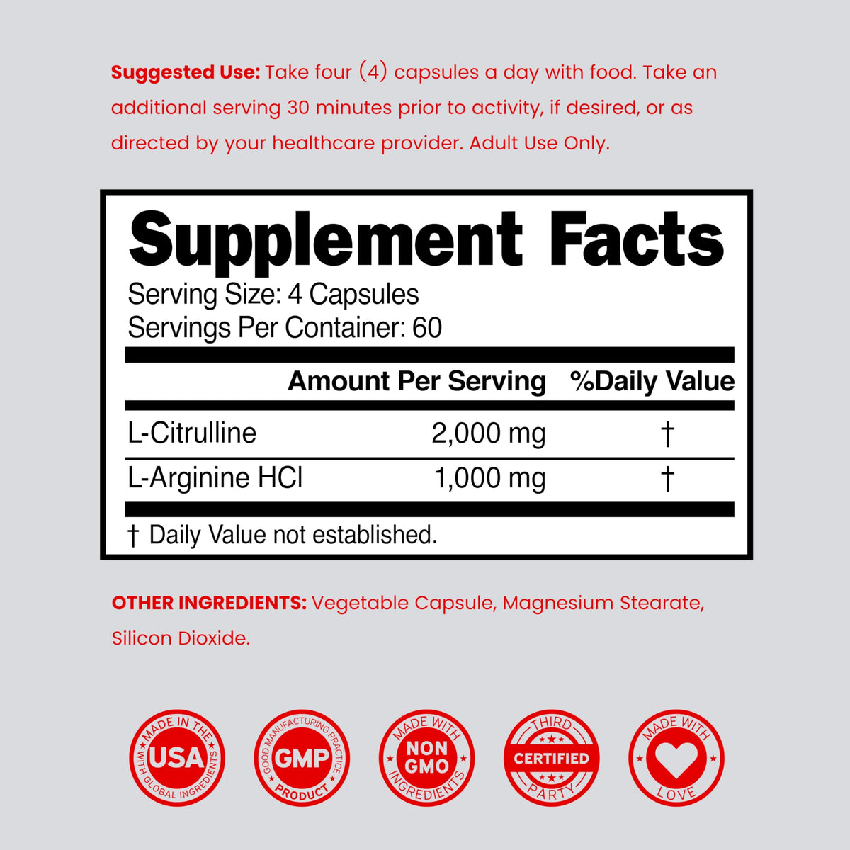 DORADO NUTRITION L-Arginine L-Citrulline 3000mg - 240 Capsules - image 6