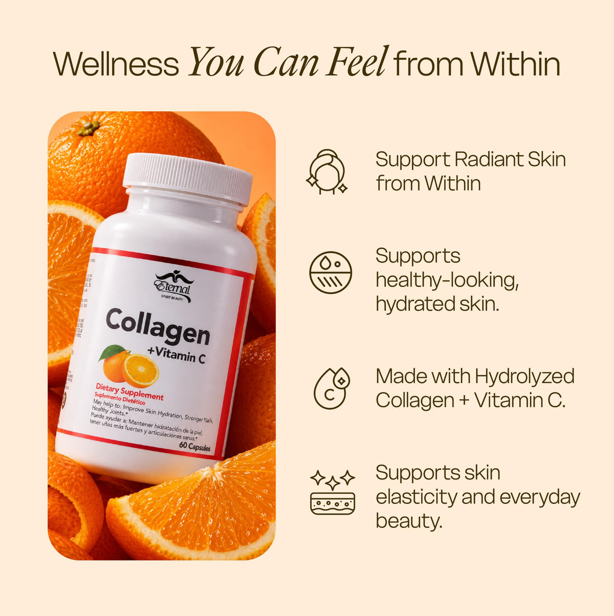 Eternal Spirit Beauty Collagen with Vitamin C - 60 Capsules - image 3