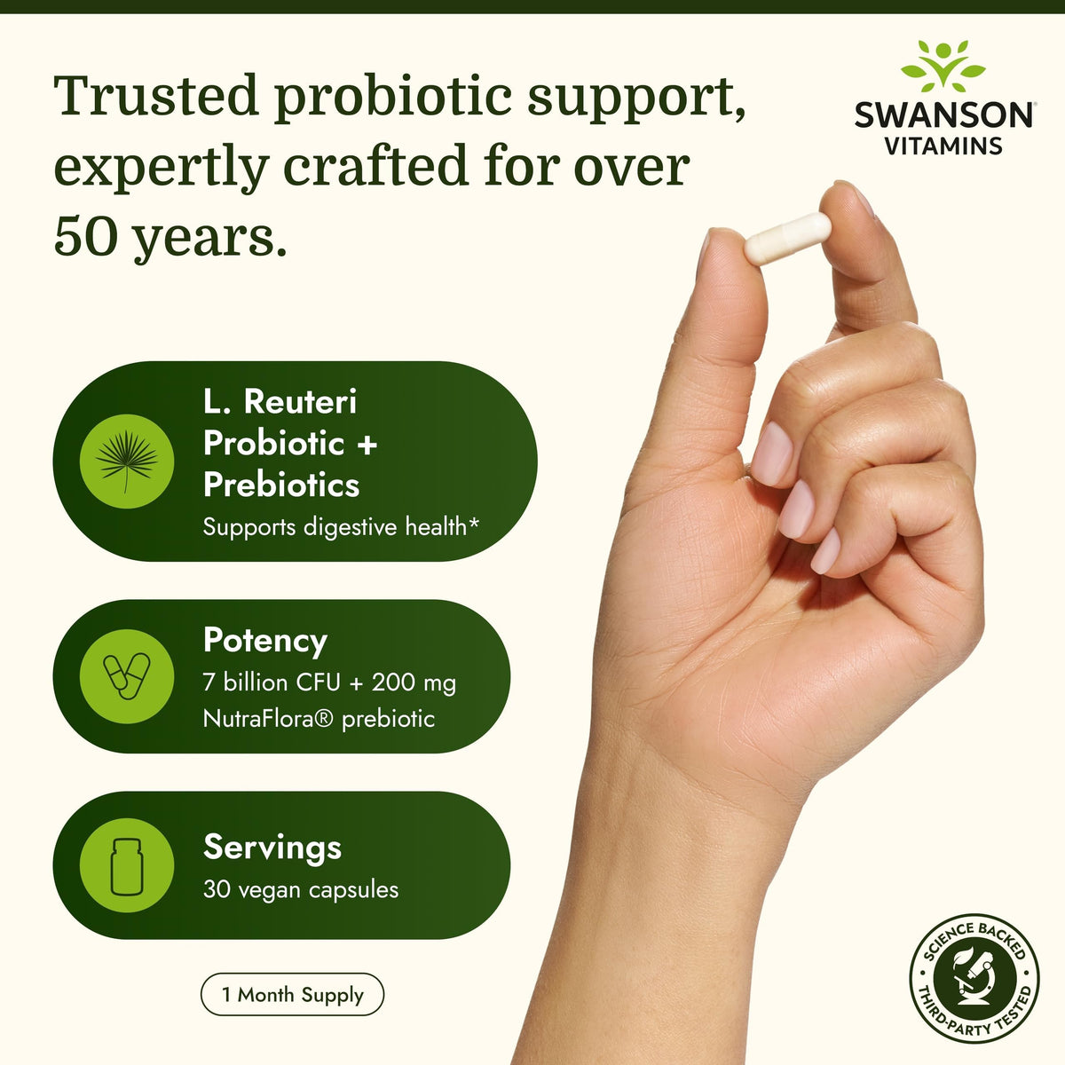 Swanson L. Reuteri Probiotic with Prebiotic for Gut Health - 30 Capsules - image 3