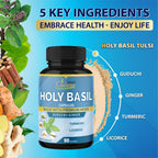 Organic Cadane Holy Basil Supplements with Turmeric & Ginger - 90 Capsules - image 5