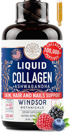 Windsor Botanicals Liquid Collagen with Ashwagandha - 100,000 mcg - 2oz