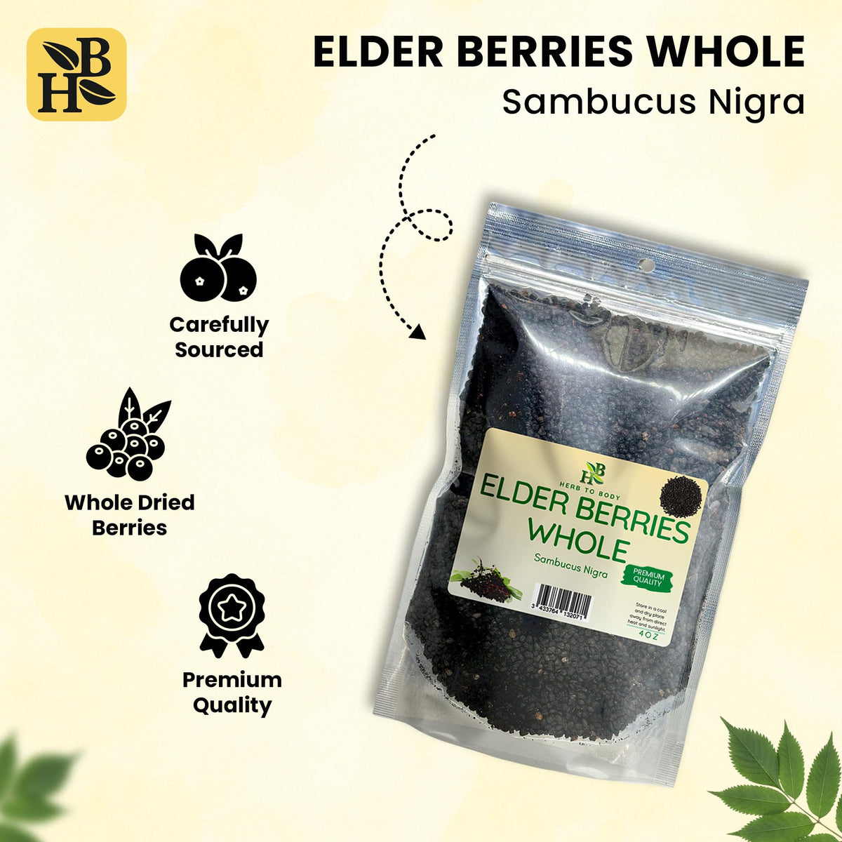 Herb To Body Organic Elderberry Dried Whole - 4 oz - image 2