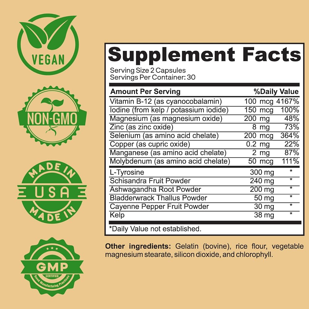 Herb Vitality Thyroid Support with Iodine & Ashwagandha - 60 Capsules - image 2