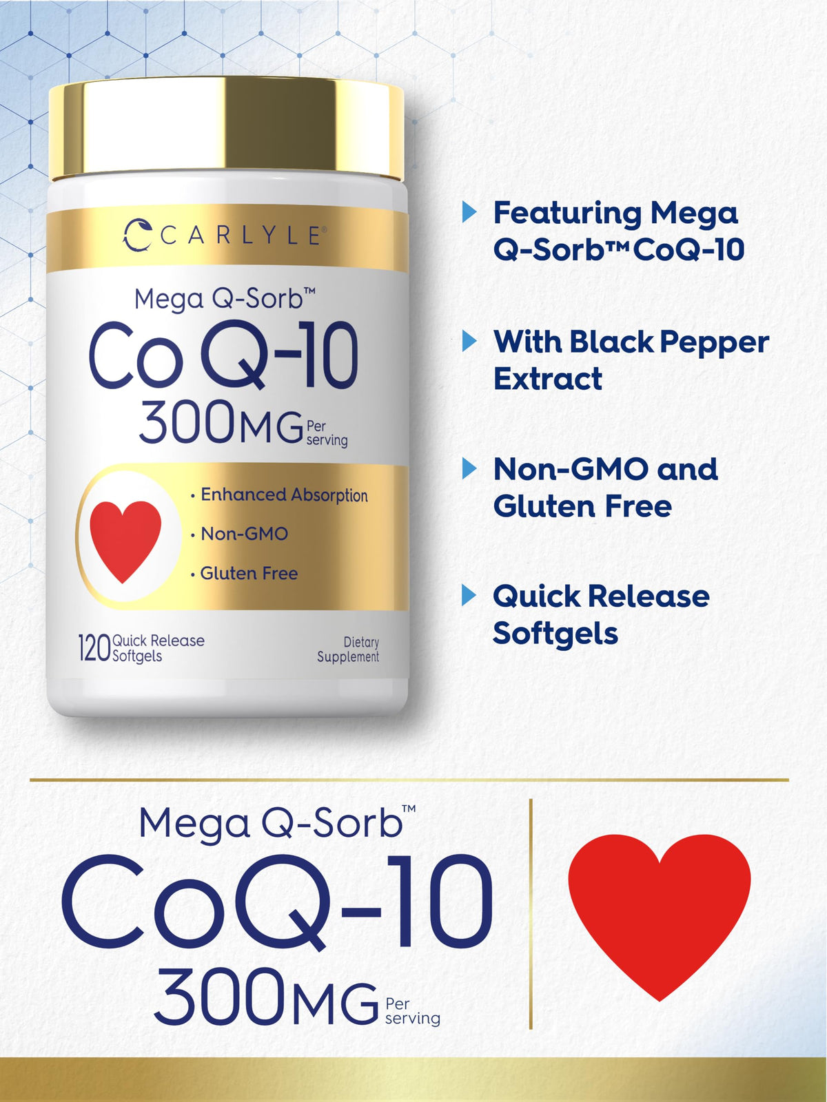 Carlyle CoQ10 300mg Mega Q-Sorb - 120 Softgels - image 4